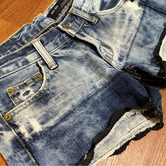 Dior-Dior Outlet Hemmed Blue Denim Distressed Low Waisted Women's Shorts - Picture 5 of 11